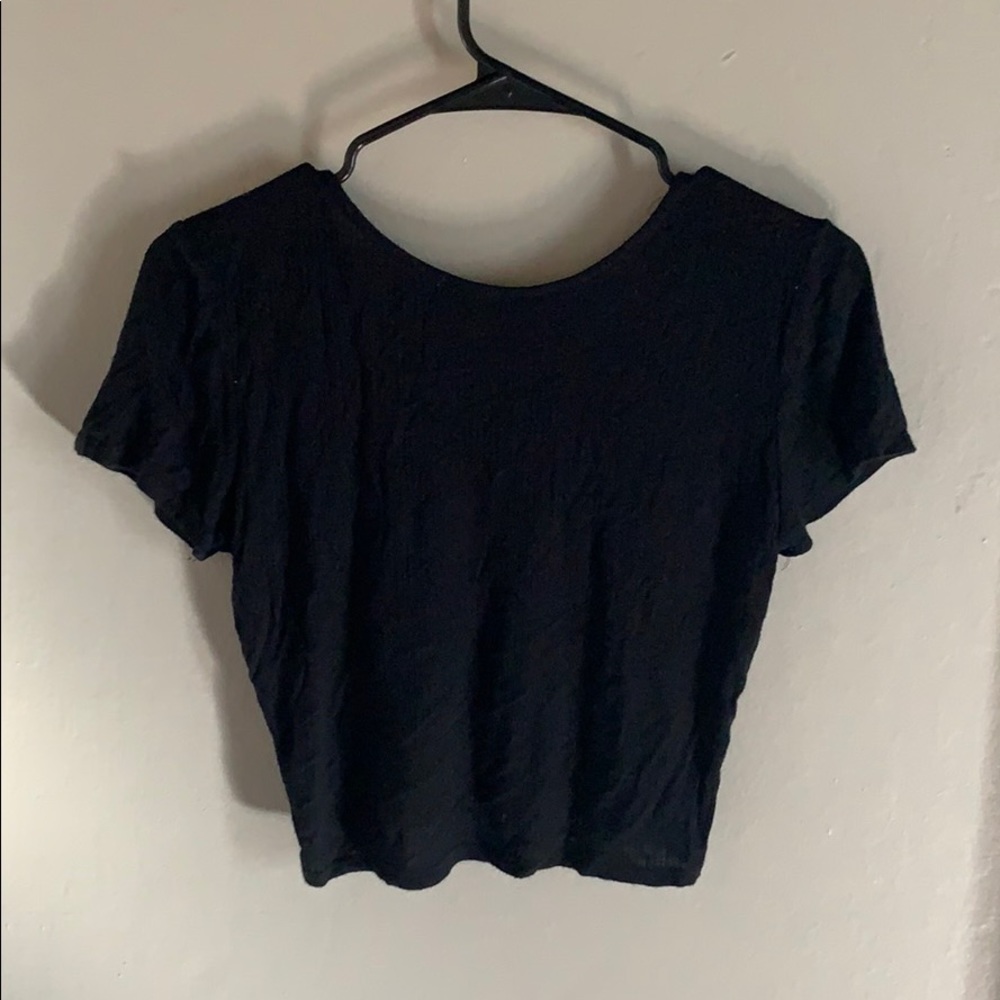 Black crop top open back